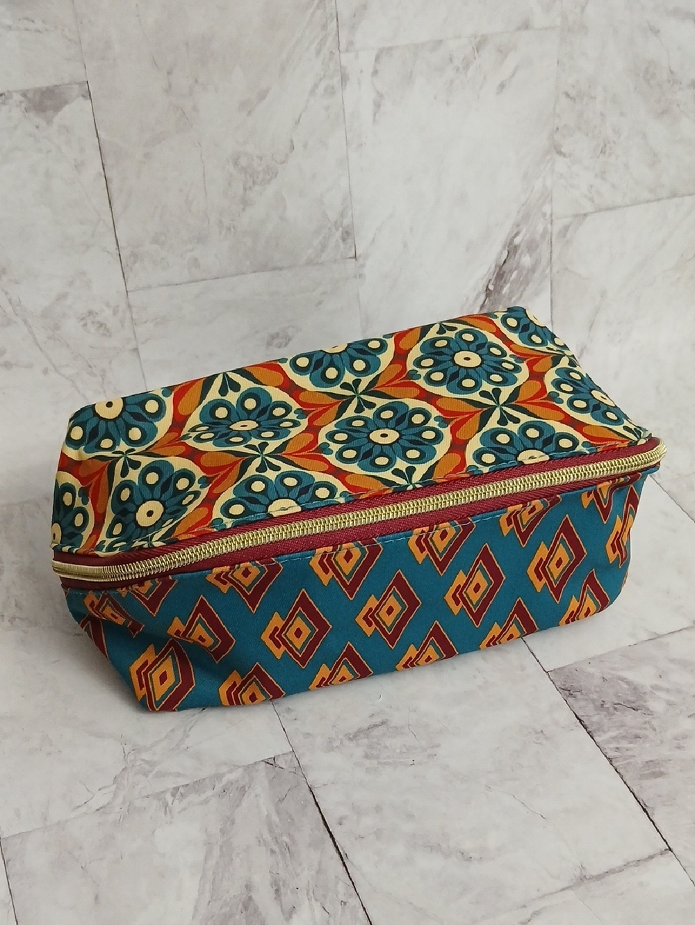 Estee Lauder Multicolor Geometric & Floral Cosmetic Bag
